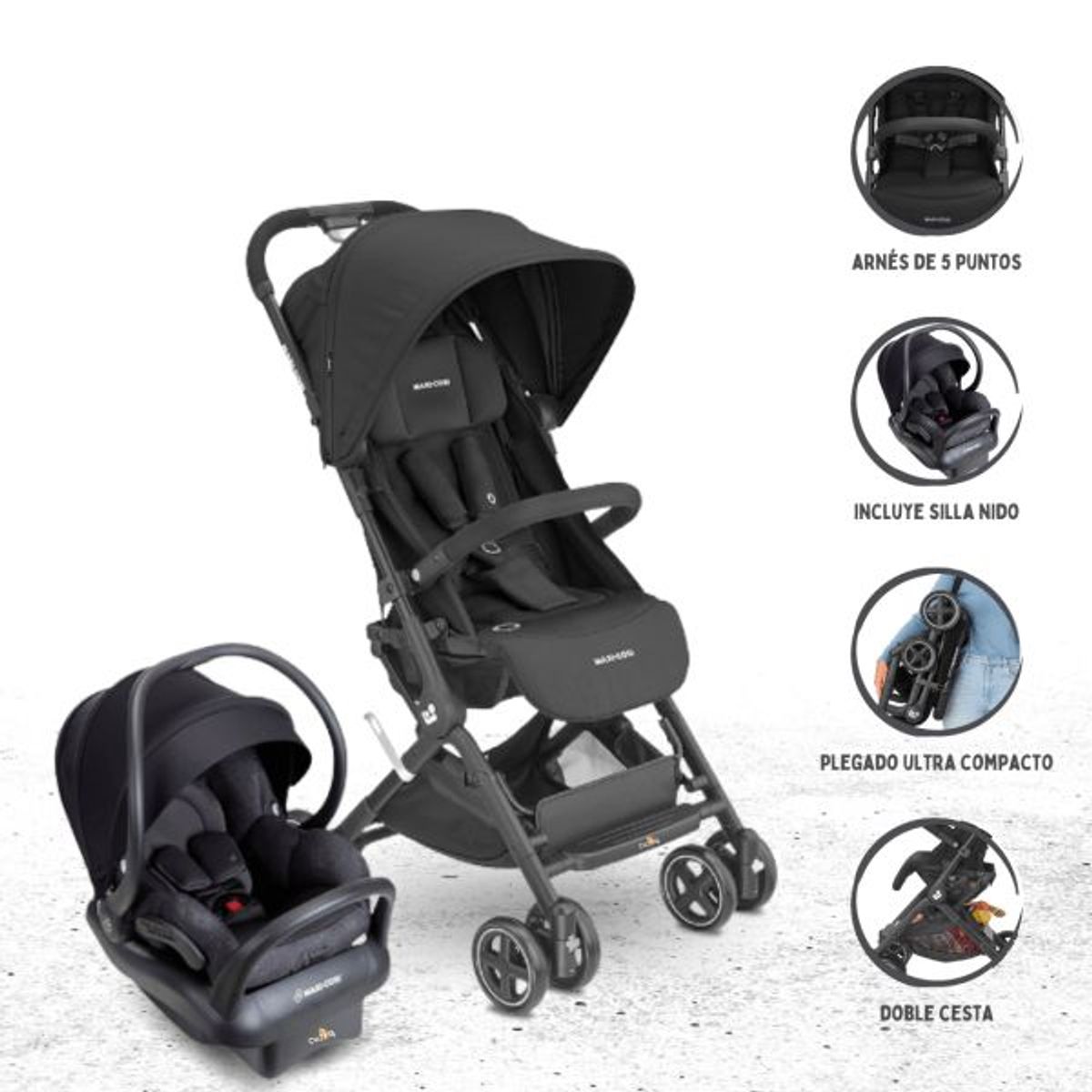 MAXI COSI - Coche Travel System para Bebé «LARA 2 ESSENTIAL» Black
