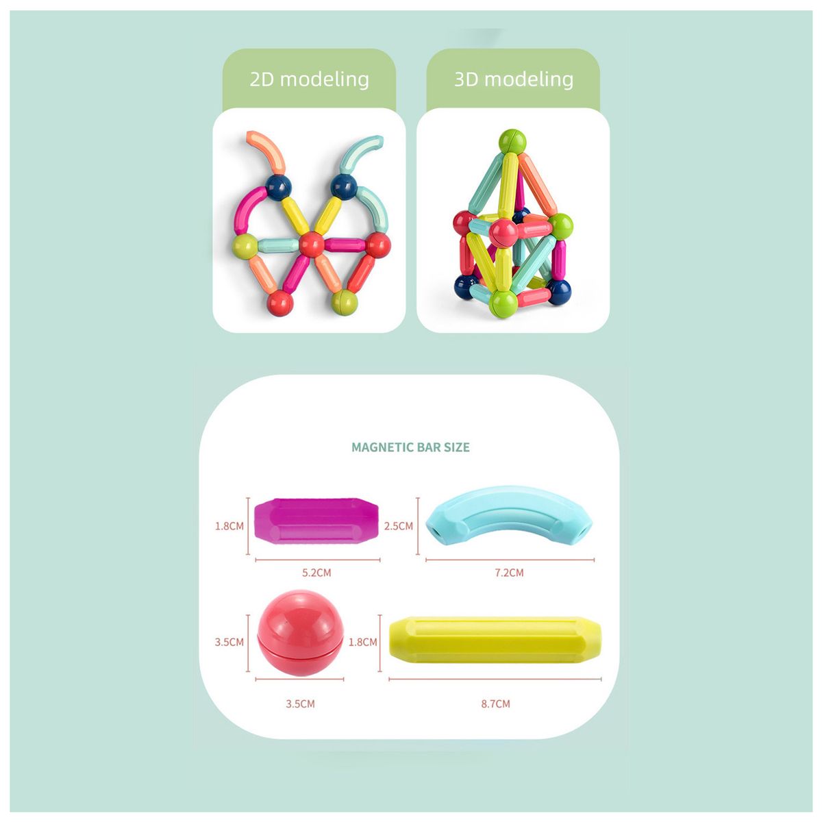 GENERICO - Juego de Bloques Magnéticos de construcción de 164 pcs