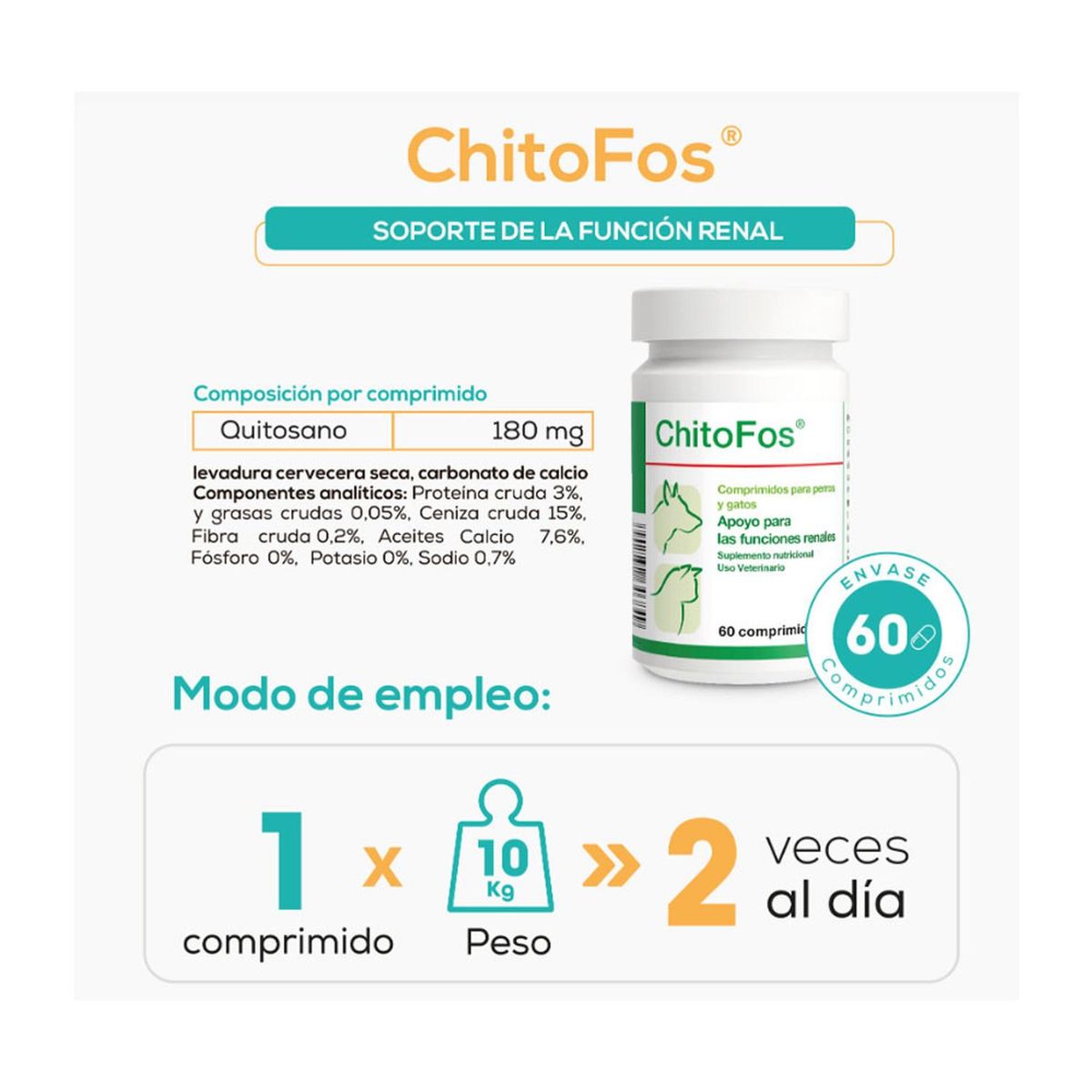 GENERICO - Suplemento Renal para Perros y Gatos Chitofos 60 Tab