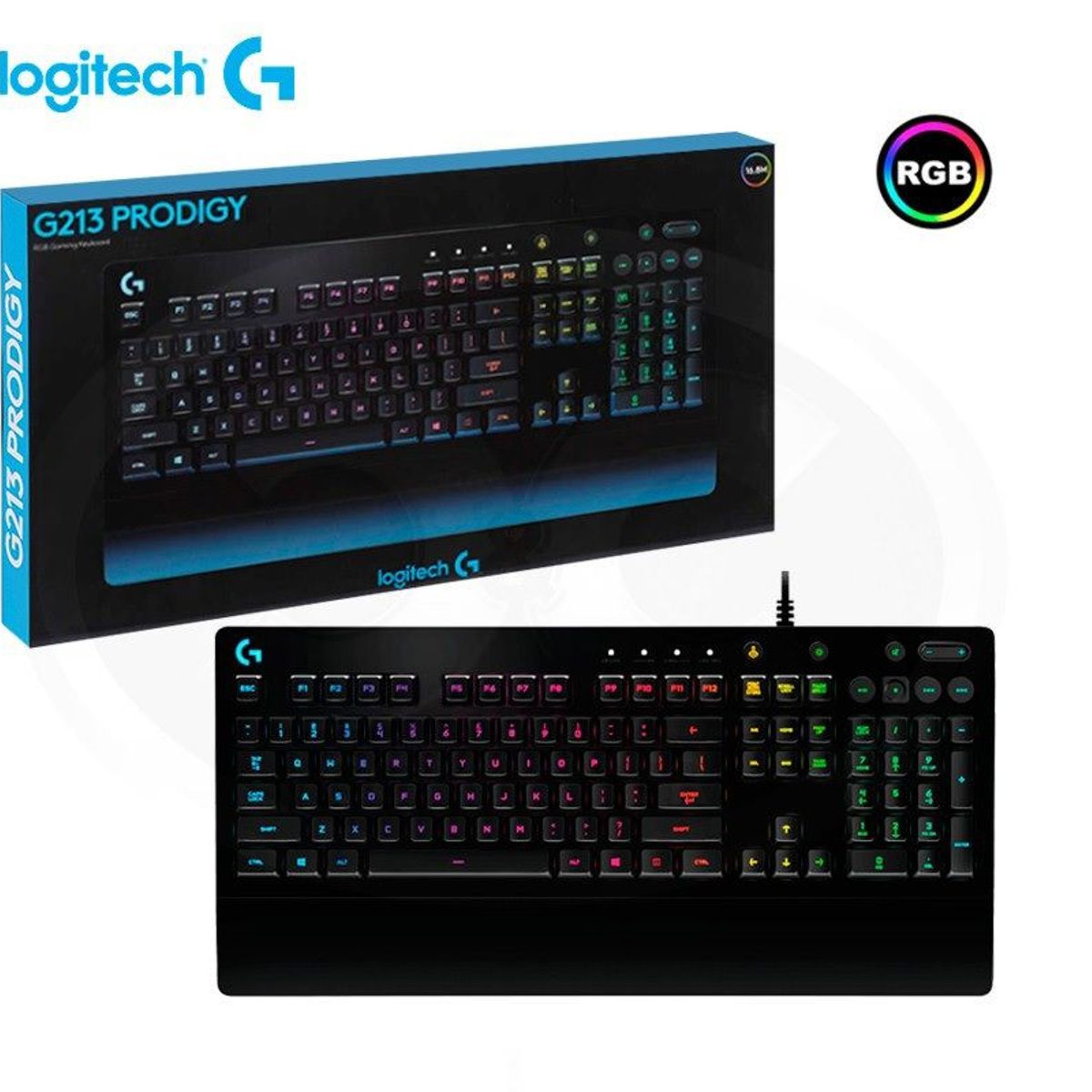LOGITECH - Teclado Gamer Logitech G213 Prodigy Rgb Reposa Muñeca