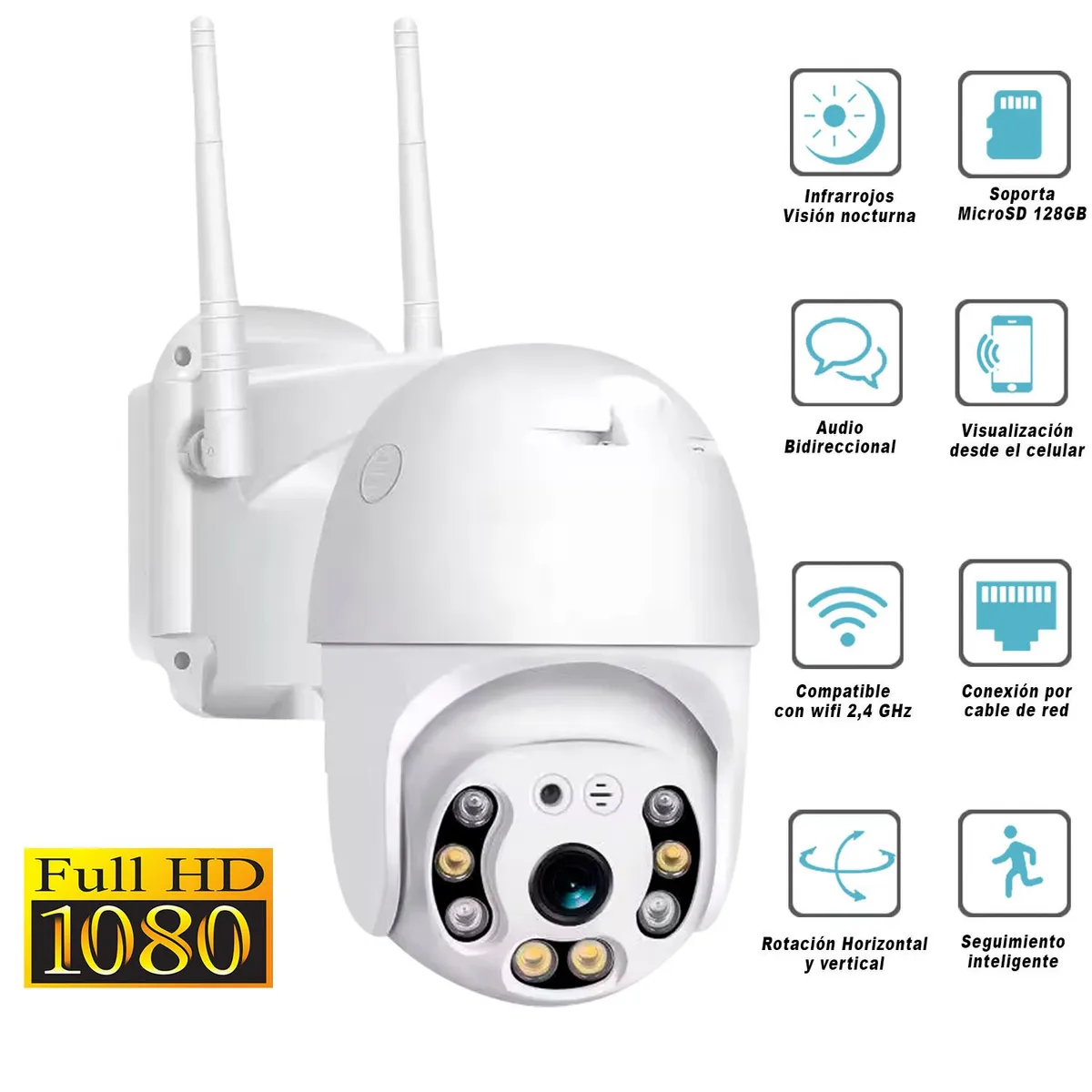 GENERICO - Cámara Seguridad Ip Wifi Domo Ptz 360º Exterior Full Hd
