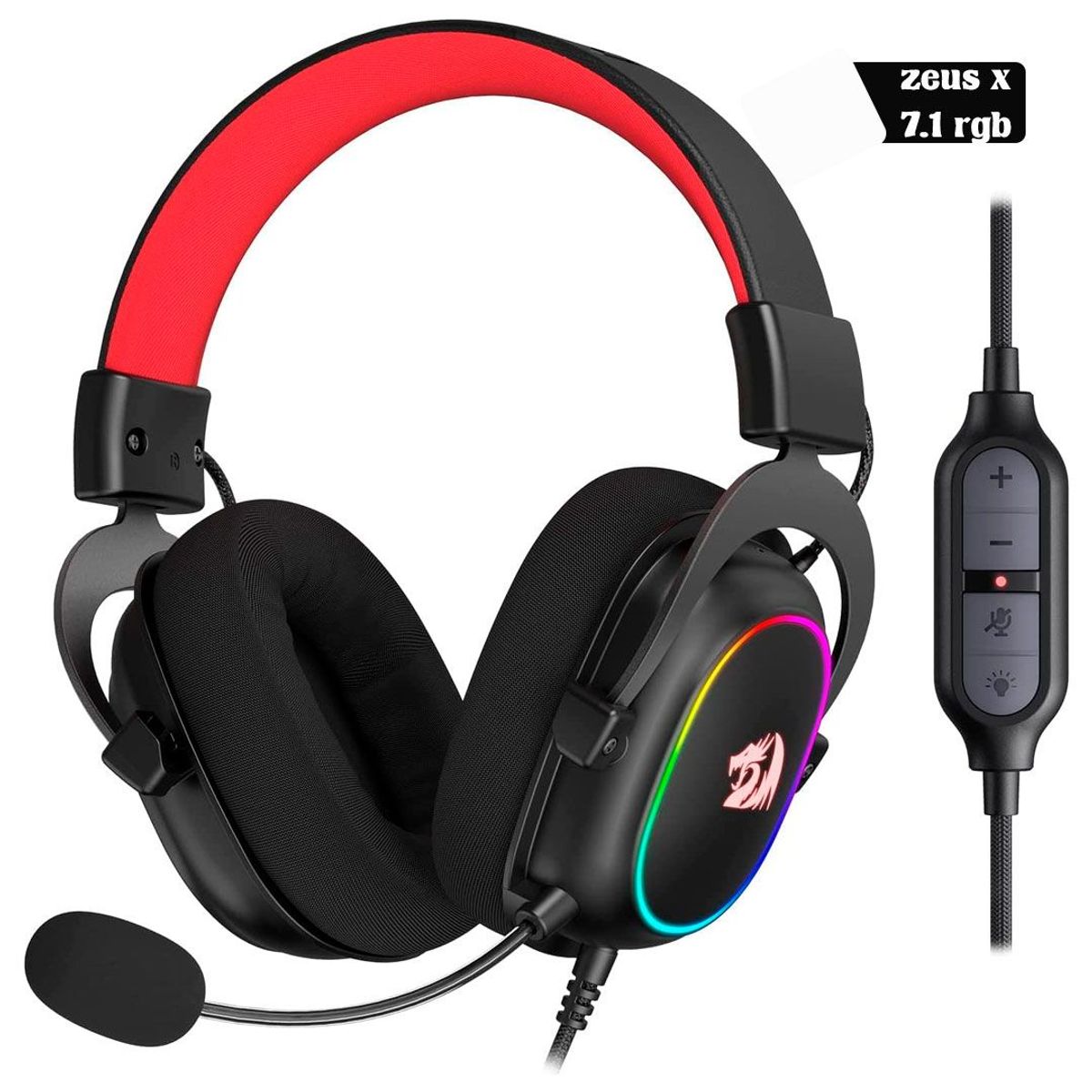 REDRAGON - audífonos Gamer Redragon Gamer Zeus X H510-RGB negro con luz RGB LED