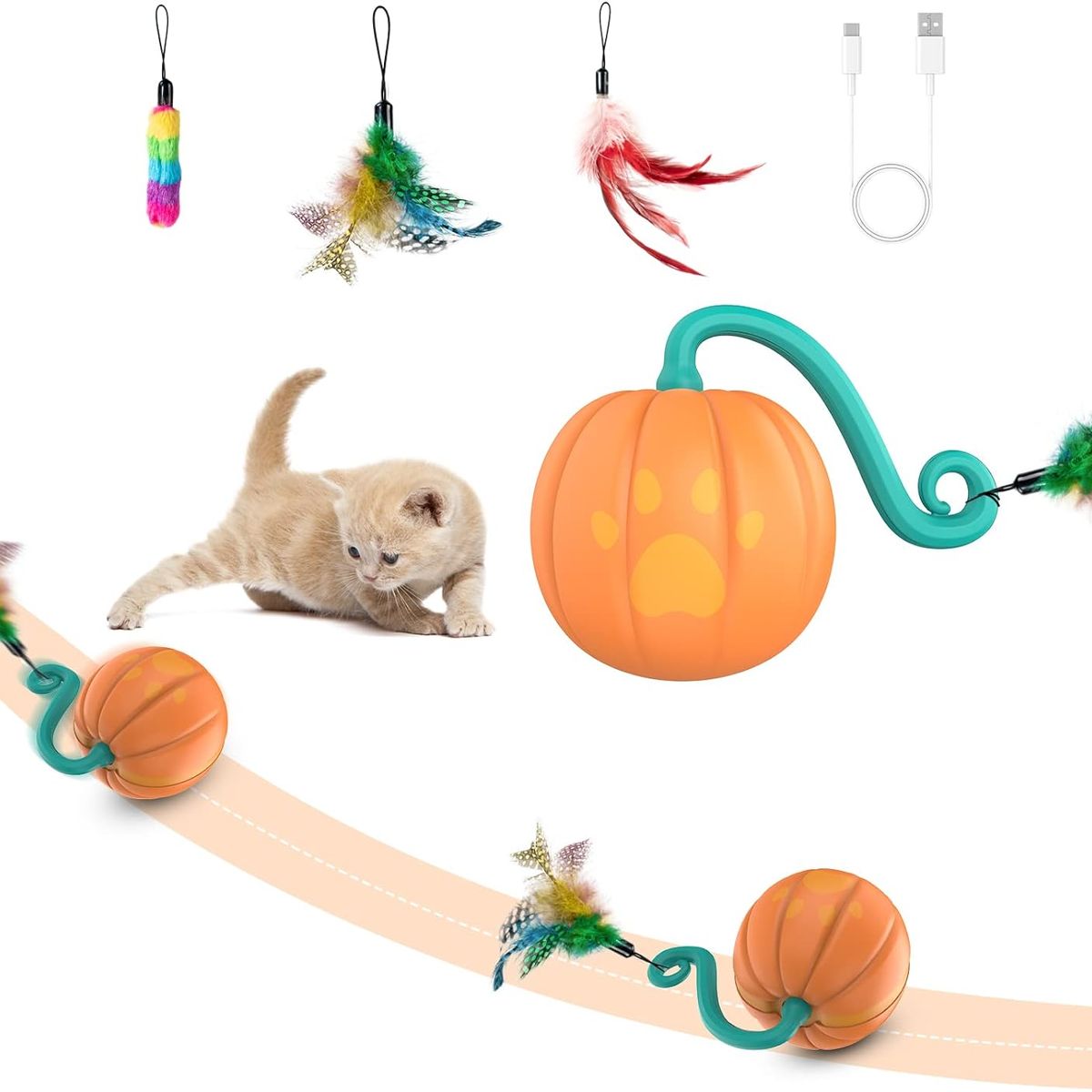 IMPORTADO MC - Pelota Inteligente Para Gatos Pet Smart Toy Calabaza 360°