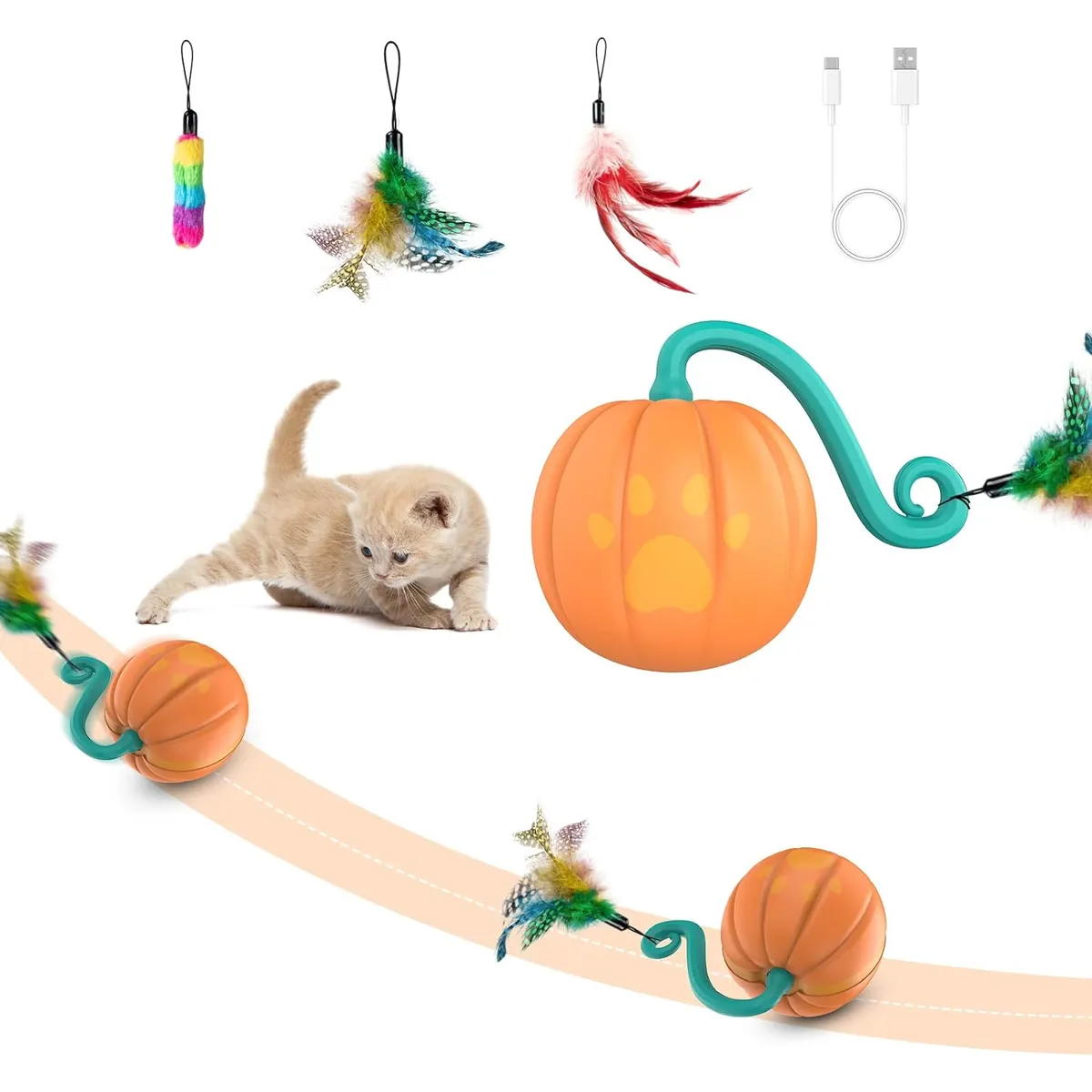 IMPORTADO MC - Pelota Inteligente Para Gatos Pet Smart Toy Calabaza 360°