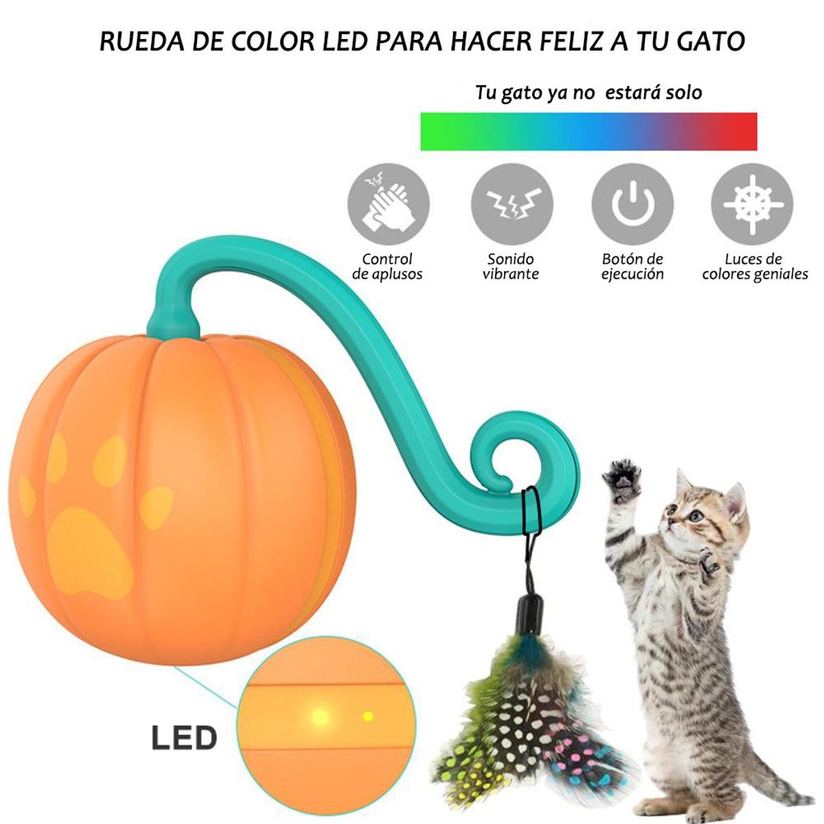 IMPORTADO MC - Pelota Inteligente Para Gatos Pet Smart Toy Calabaza 360°