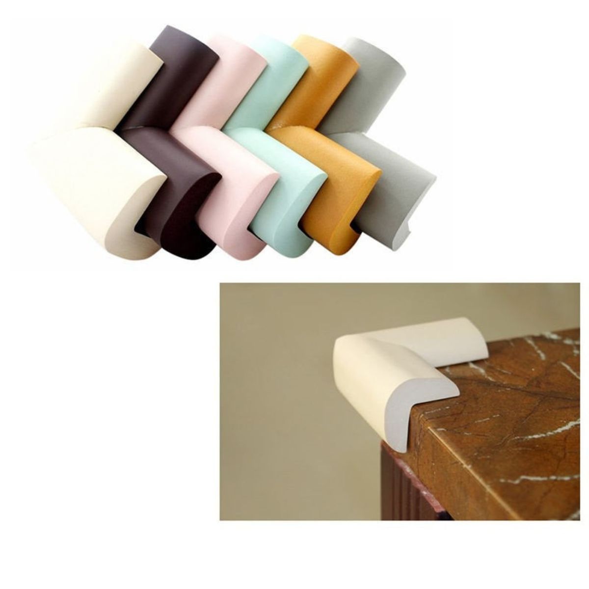 GENERICO - Protector de Esquinas Antigolpes 8 Pzs Crema