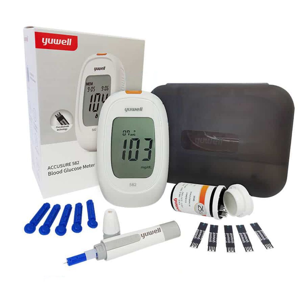 YUWELL - GLUCOMETRO YUWELL 50 TIRAS,  100 LANCETAS