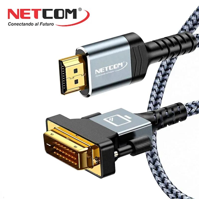 NETCOM - Cable HDMI a DVI D 24+1 1.8 Metros NETCOM bidireccional Full HD 1080P