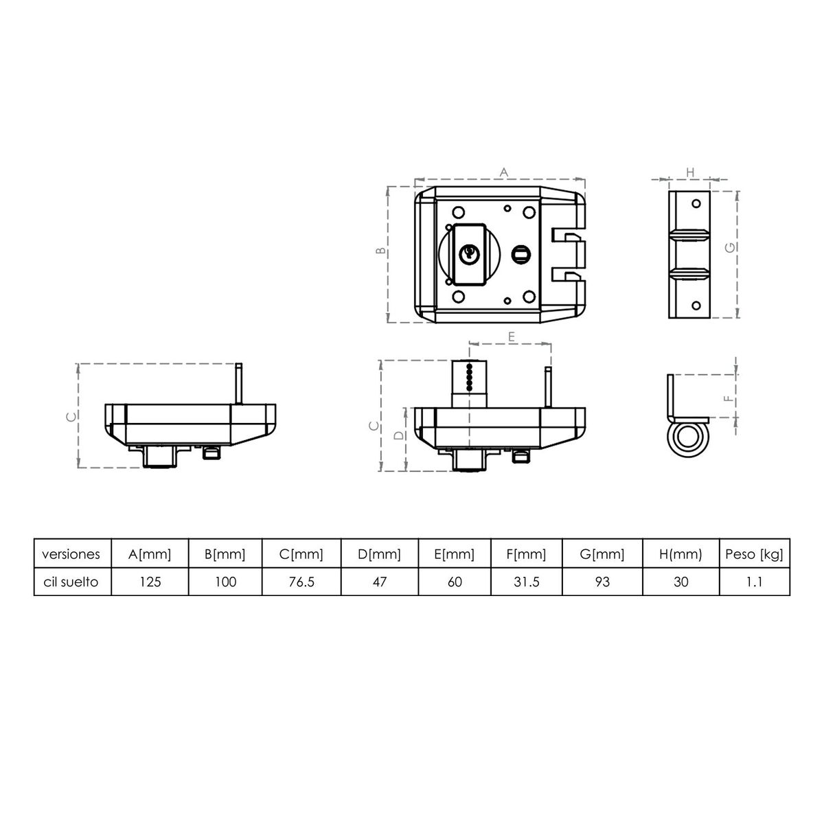 CISA - Cerradura Cisa Jimmy Proof Cilindro Suelto Pomo Móvil