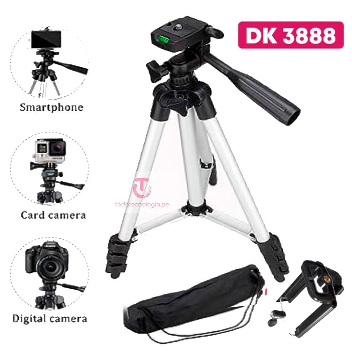 GENERICO - Trípode Camara Proesional Bluetooth Regulable Inalambrico 120cm