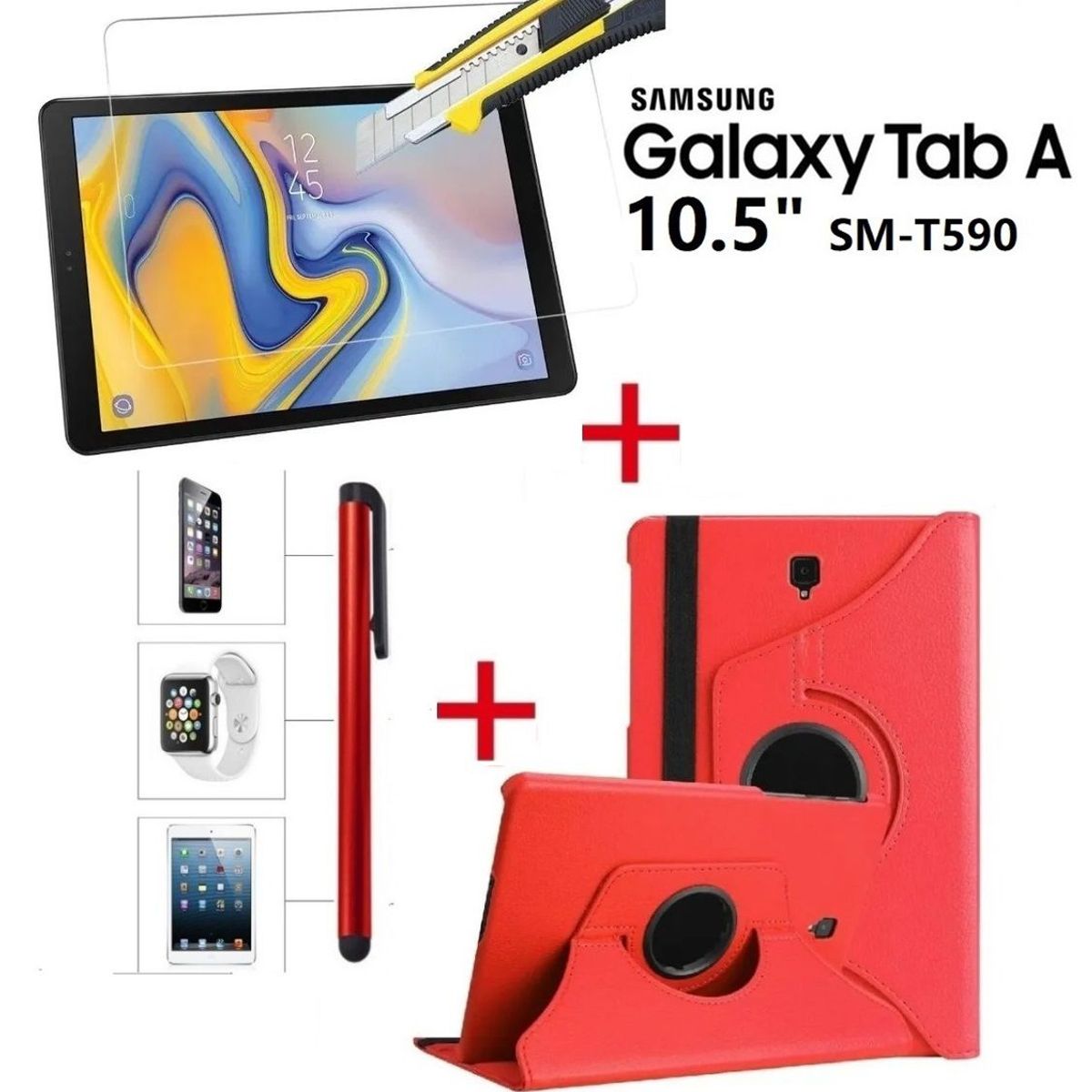 GENERICO - Funda con Mica con Lapiz para Samsung Tab A 10,5 SM-T590 Protector 360