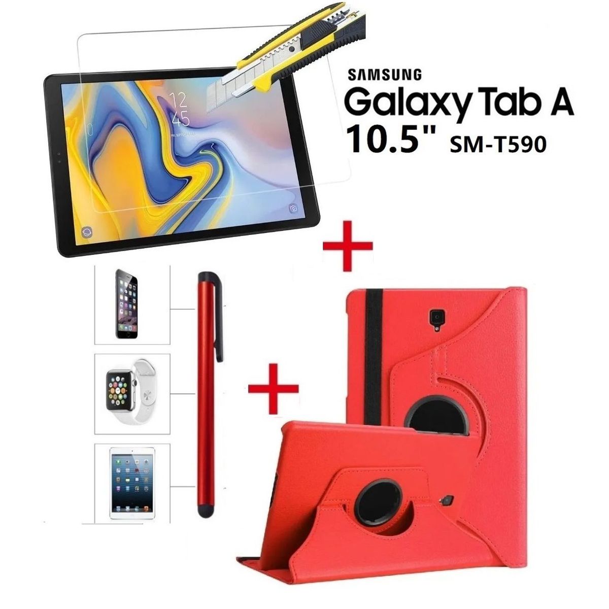 GENERICO - Funda con Mica con Lapiz para Samsung Tab A 10,5 SM-T590 Protector 360