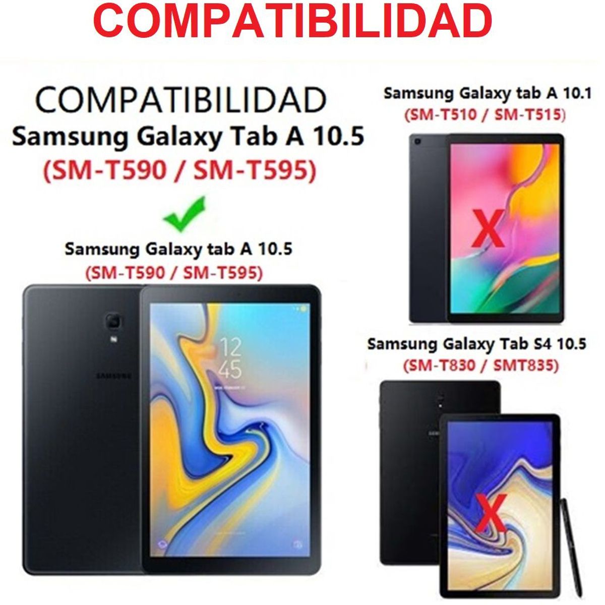 GENERICO - Funda con Mica con Lapiz para Samsung Tab A 10,5 SM-T590 Protector 360
