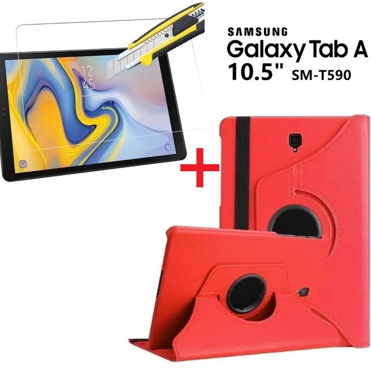GENERICO - Funda flip Cover con Mica de Vidrio para Samsung Tab A 10,5 SM-T590