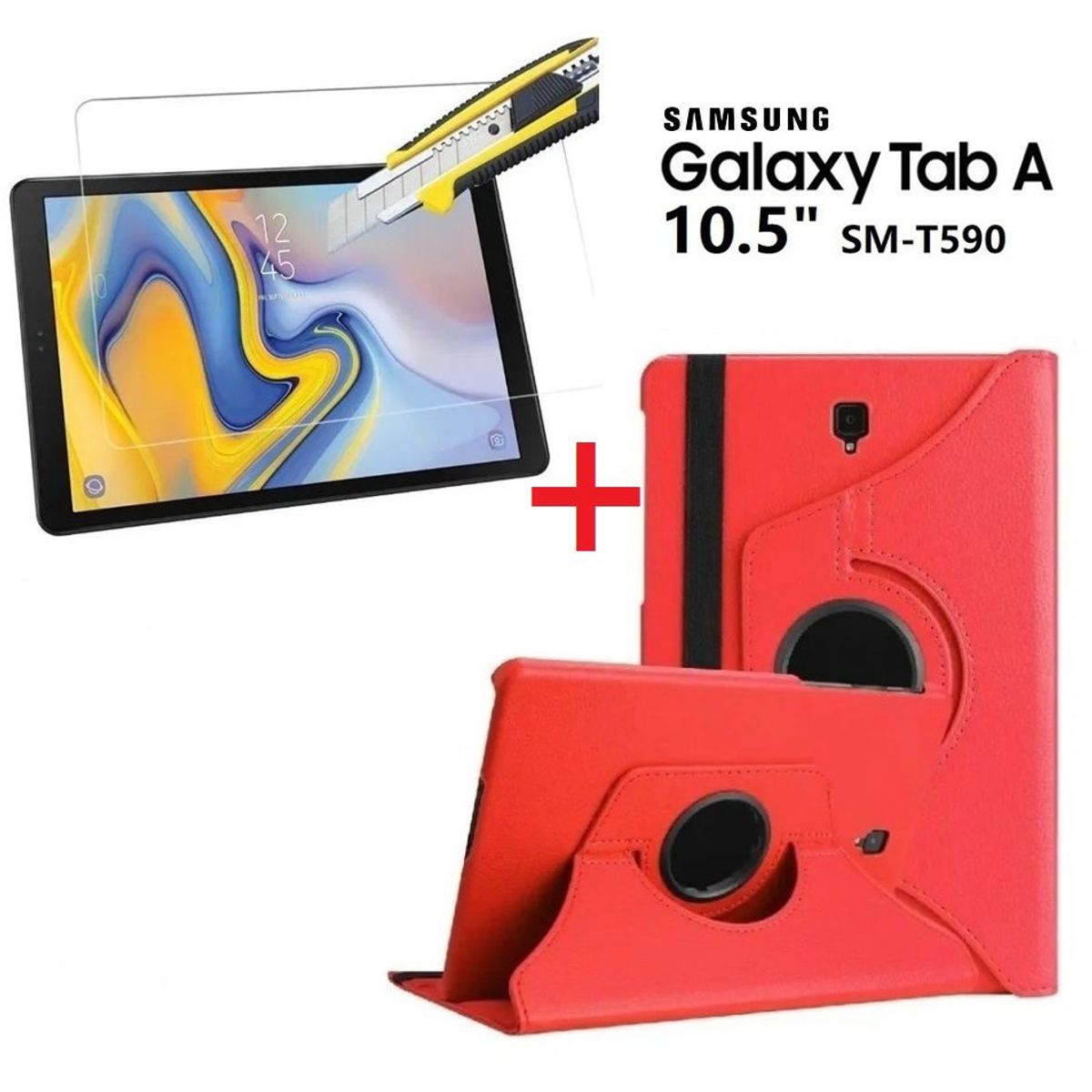 GENERICO - Funda flip Cover con Mica de Vidrio para Samsung Tab A 10,5 SM-T590