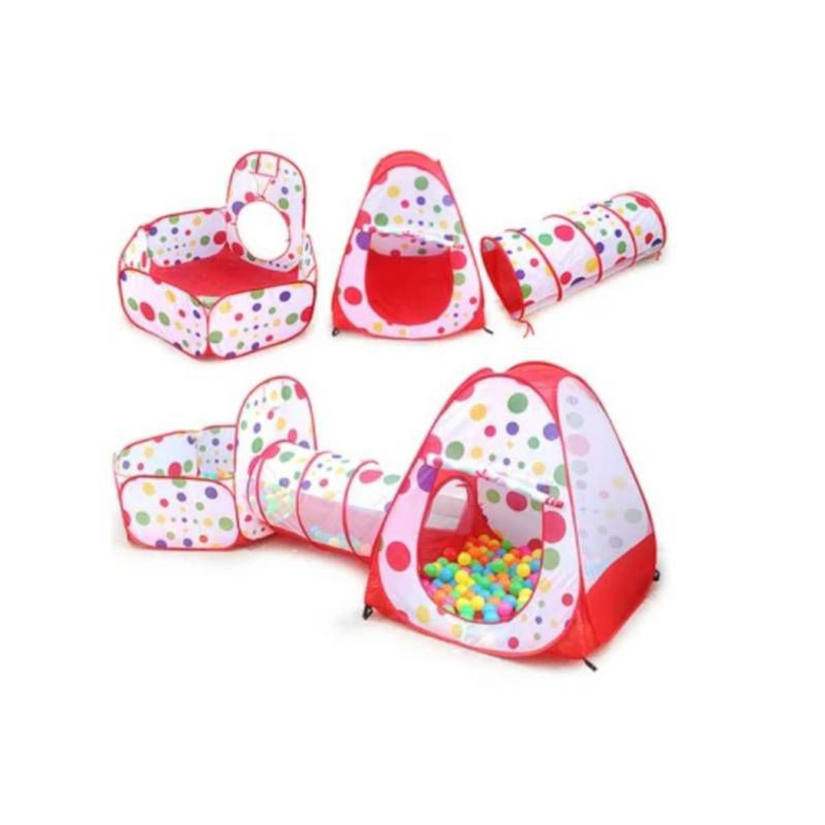 GENERICO - Piscina de pelotas túnel niños portátil 3 en 1 + 100 PelotaS