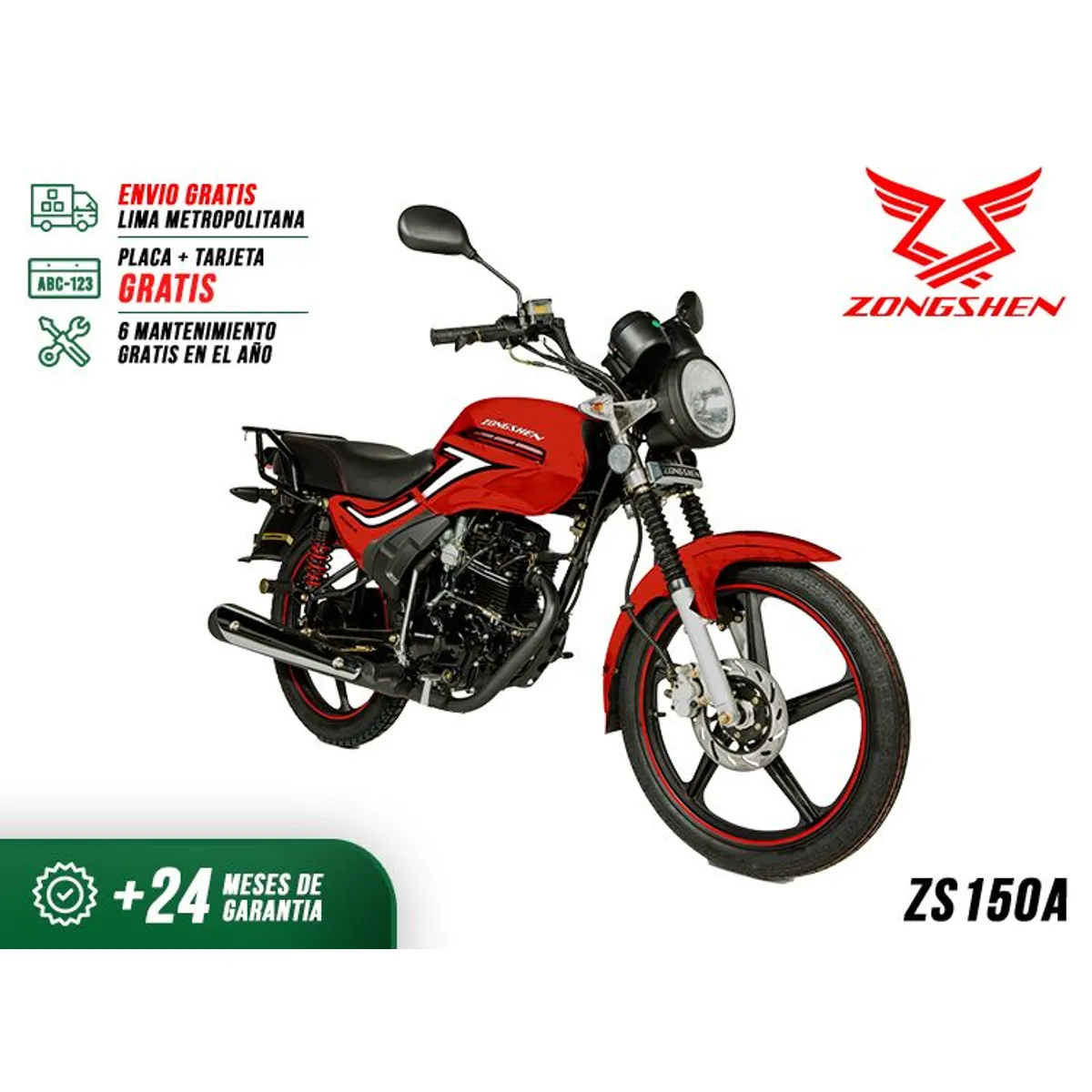 ZONGSHEN - MOTO PARA DELIVERY RENDIDORA ZS150-A ROJA