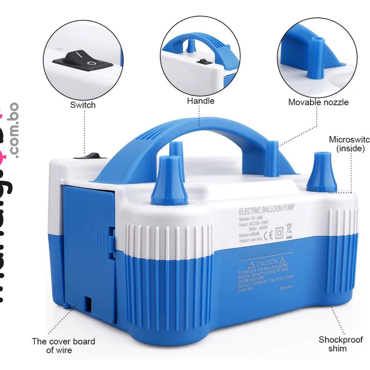 GENERICO - Inflador de Globos con Doble Válvula Azul