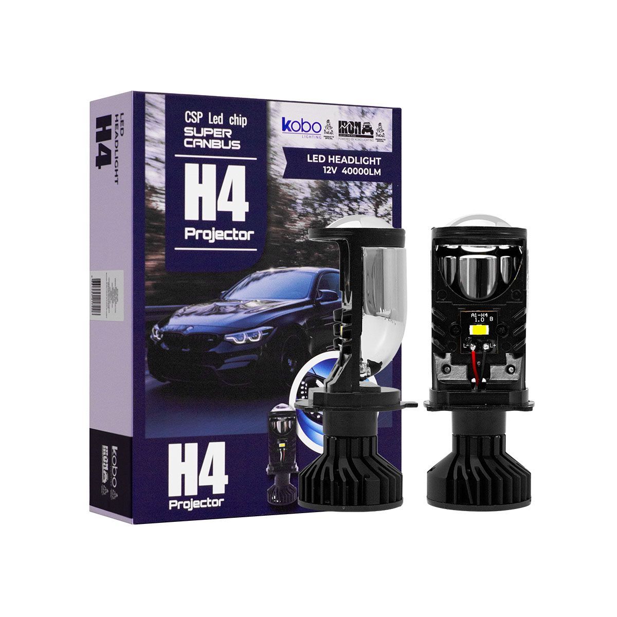 GENERICO - Kit Foco Led Luz Canbus H4 Lupa Proyector Premium Alta Baja