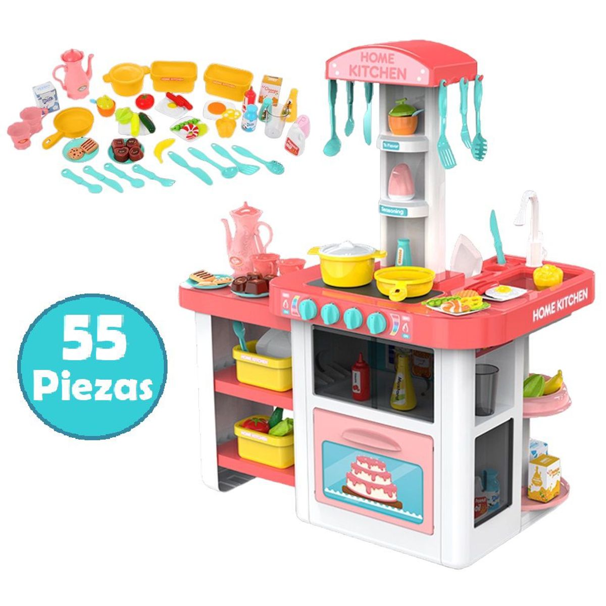 GENERICO - Cocina de Juguete Con Agua Y Grifo Real 55 AccesoriosC