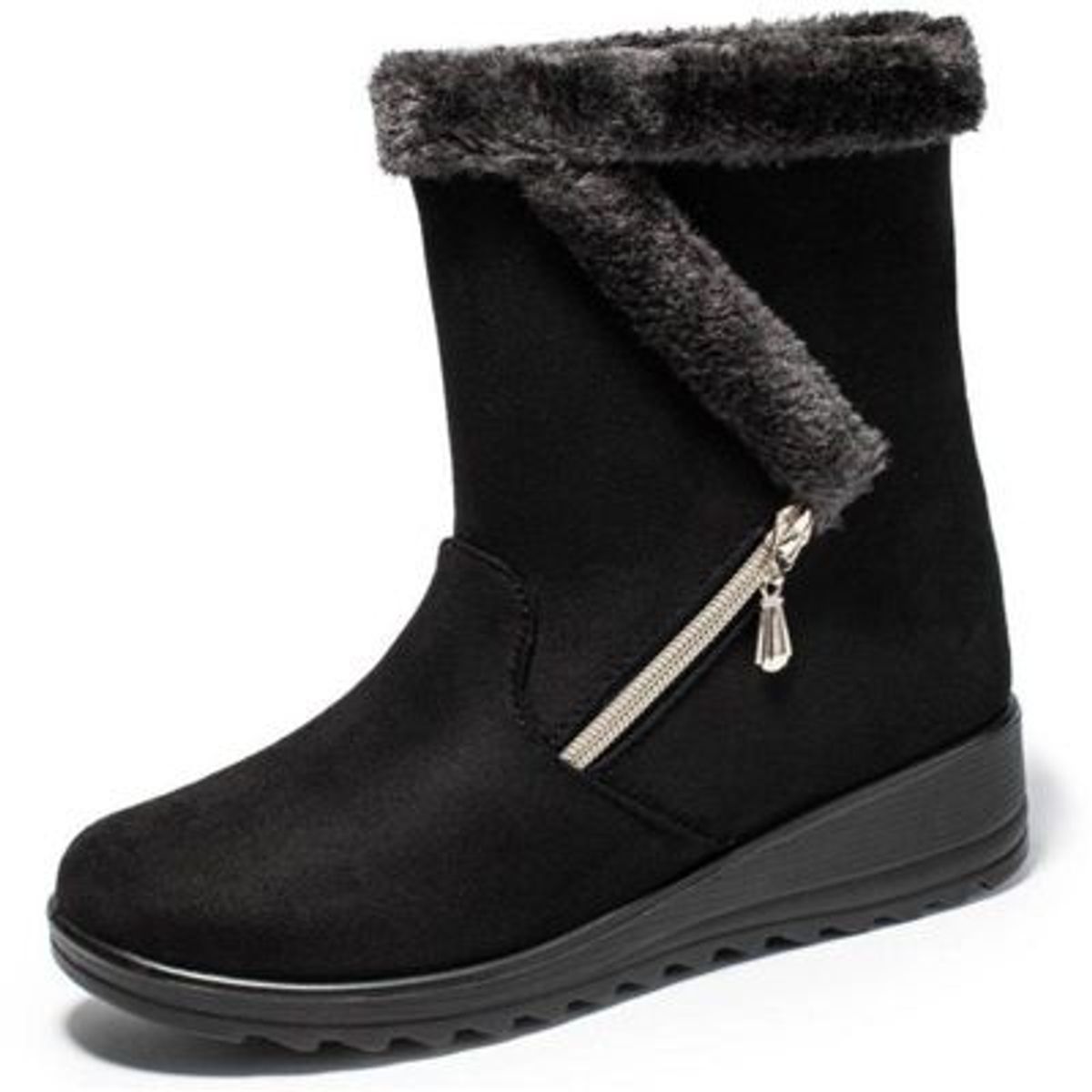 BLWOENS - Botas de Gamuza con Cremallera Estilo Invierno para Mujer