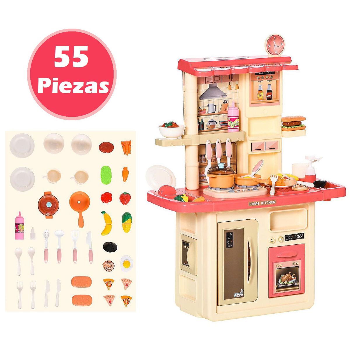 GENERICO - Cocina Juguete Con Función De Vapor 55 Piezas