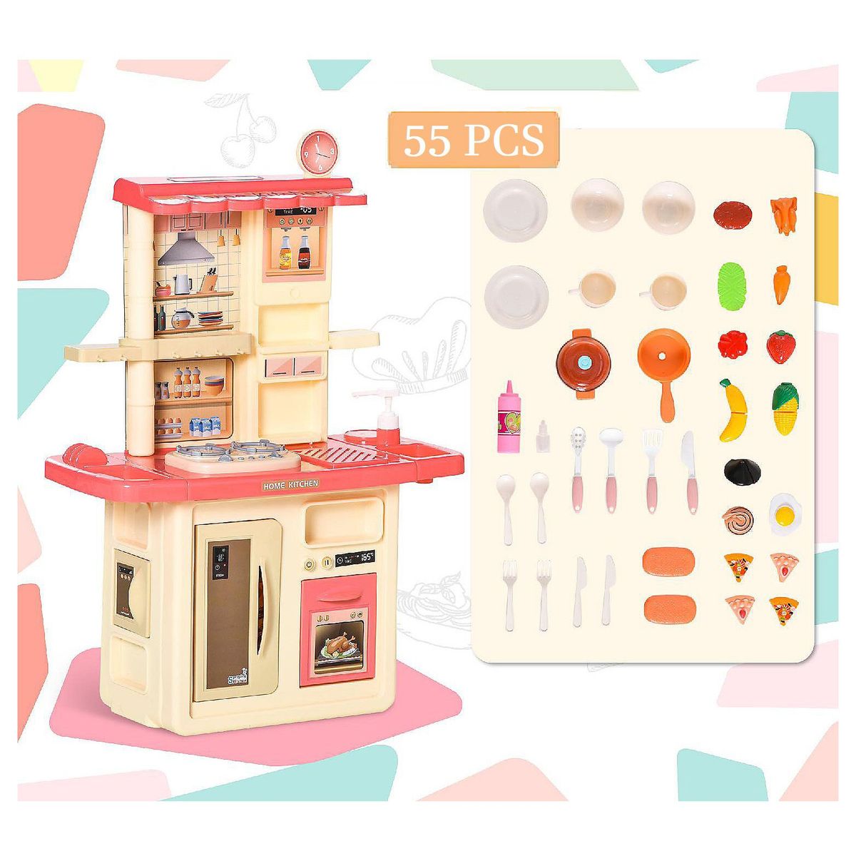 GENERICO - Cocina Juguete Con Función De Vapor 55 Piezas