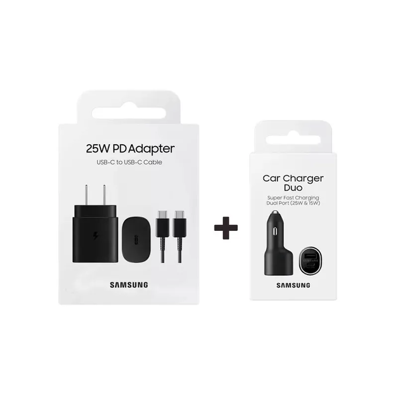 SAMSUNG - Kit Samsung Cargador con Cable 25w Cargador De Auto 25w Original