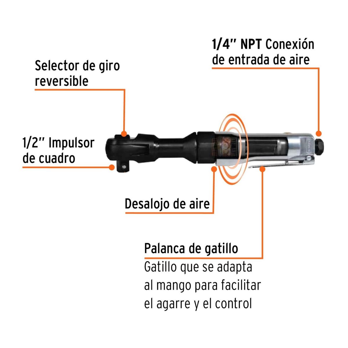TRUPER - Ratchet de impacto neumática 1 /2", Truper
