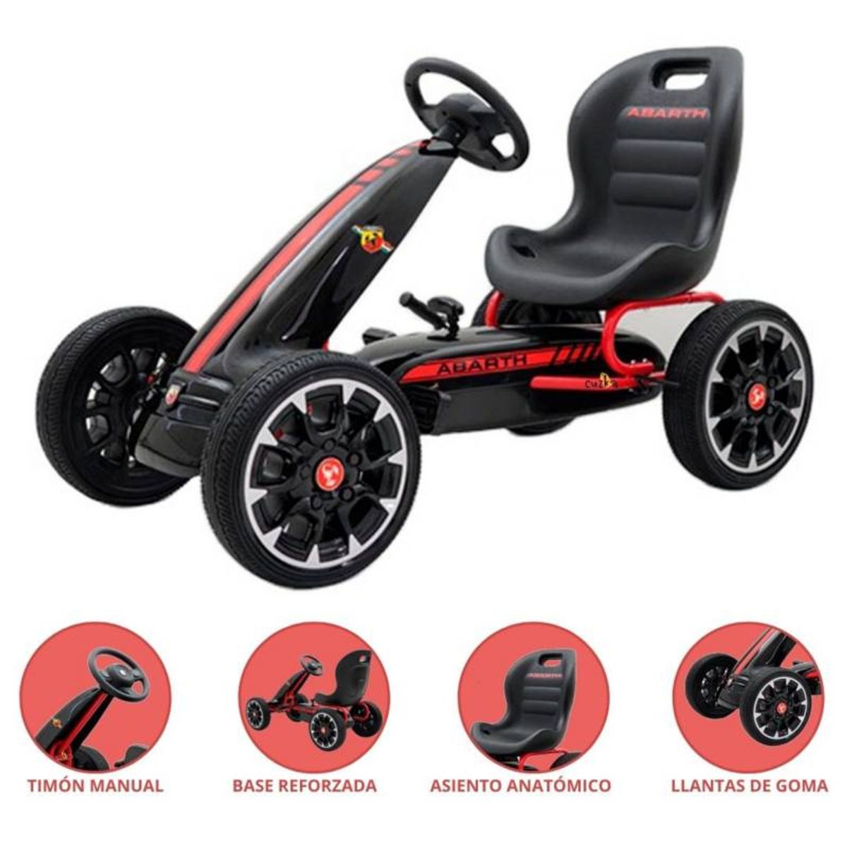 GENERICO - Carro a Pedal Go Kart «ABARTH» Black