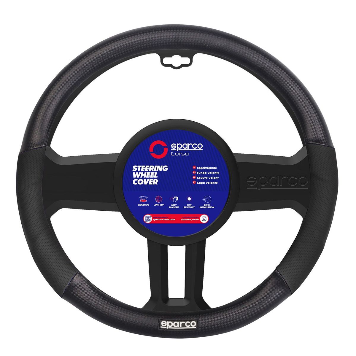SPARCO - CUBREVOLANTE SPARCO NEGRO FIBRA CARBONO SPS121BK