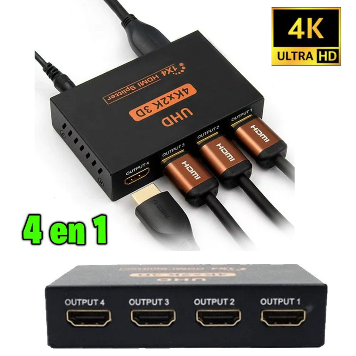 GENERICO - Splitter Hdmi 1x4 4k 2k 1080p Hd 4 Pantallas
