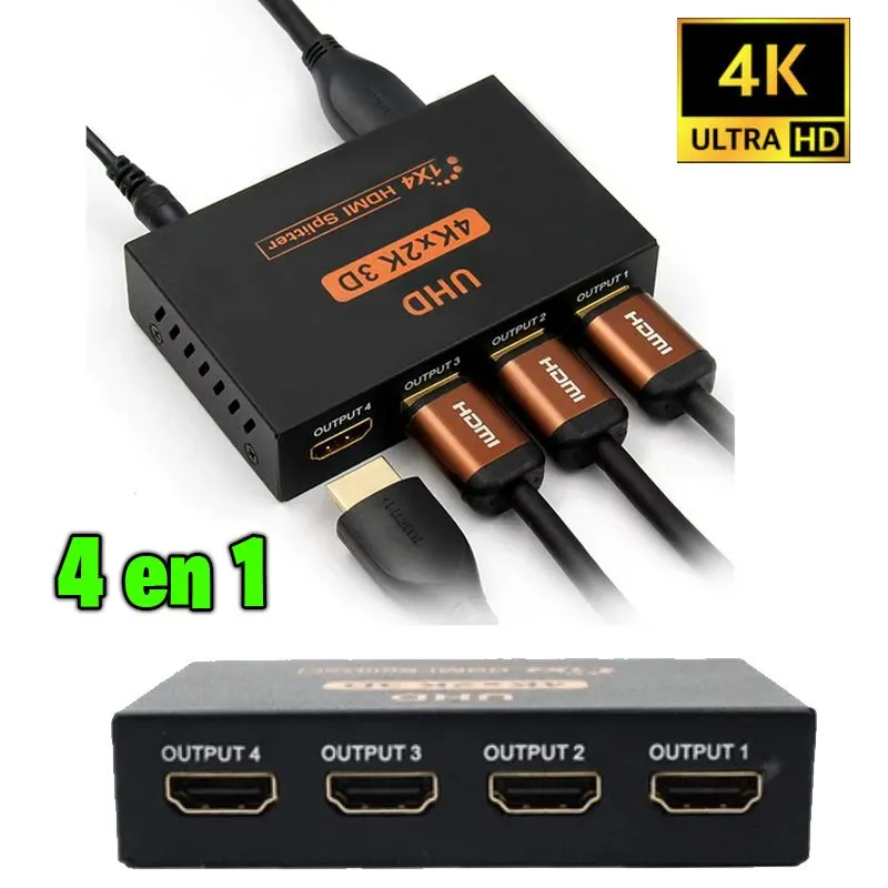 GENERICO - Splitter Hdmi 1x4 4k 2k 1080p Hd 4 Pantallas