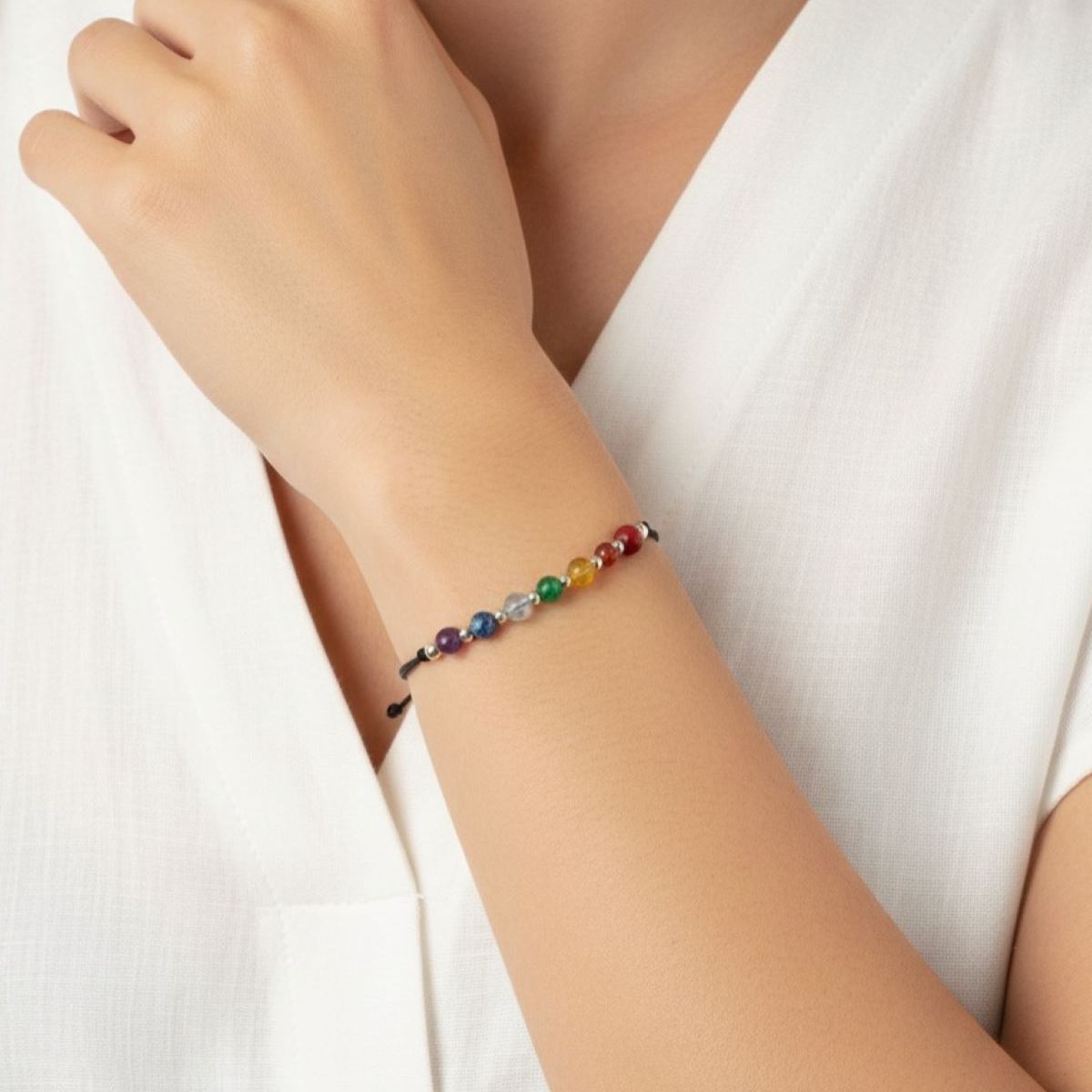 ESPIRAL ROJO - Pulsera 7 Chakras - Hilo y Plata