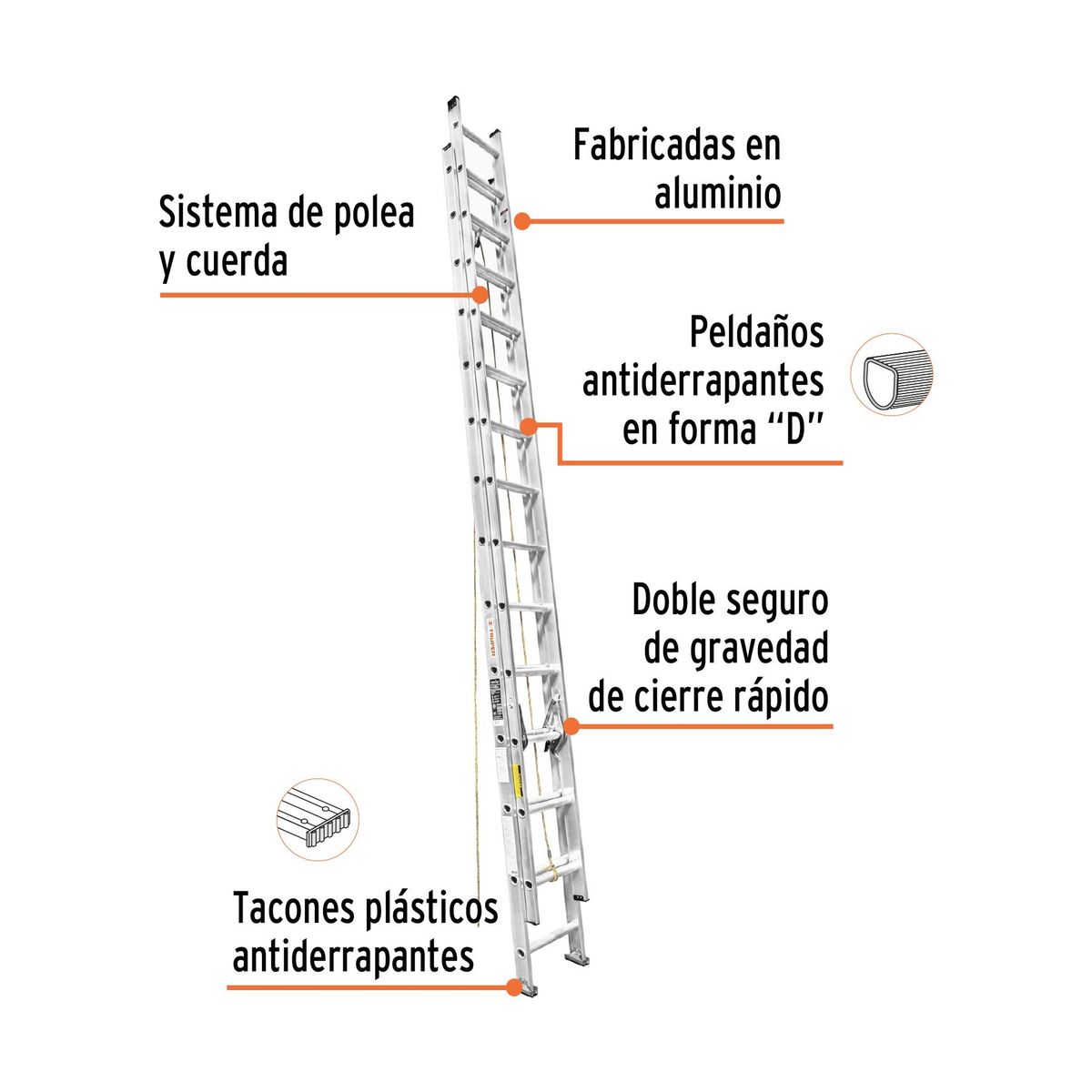 TRUPER - Escalera Telescopica 28 peldaños soportar 150 Kg Truper