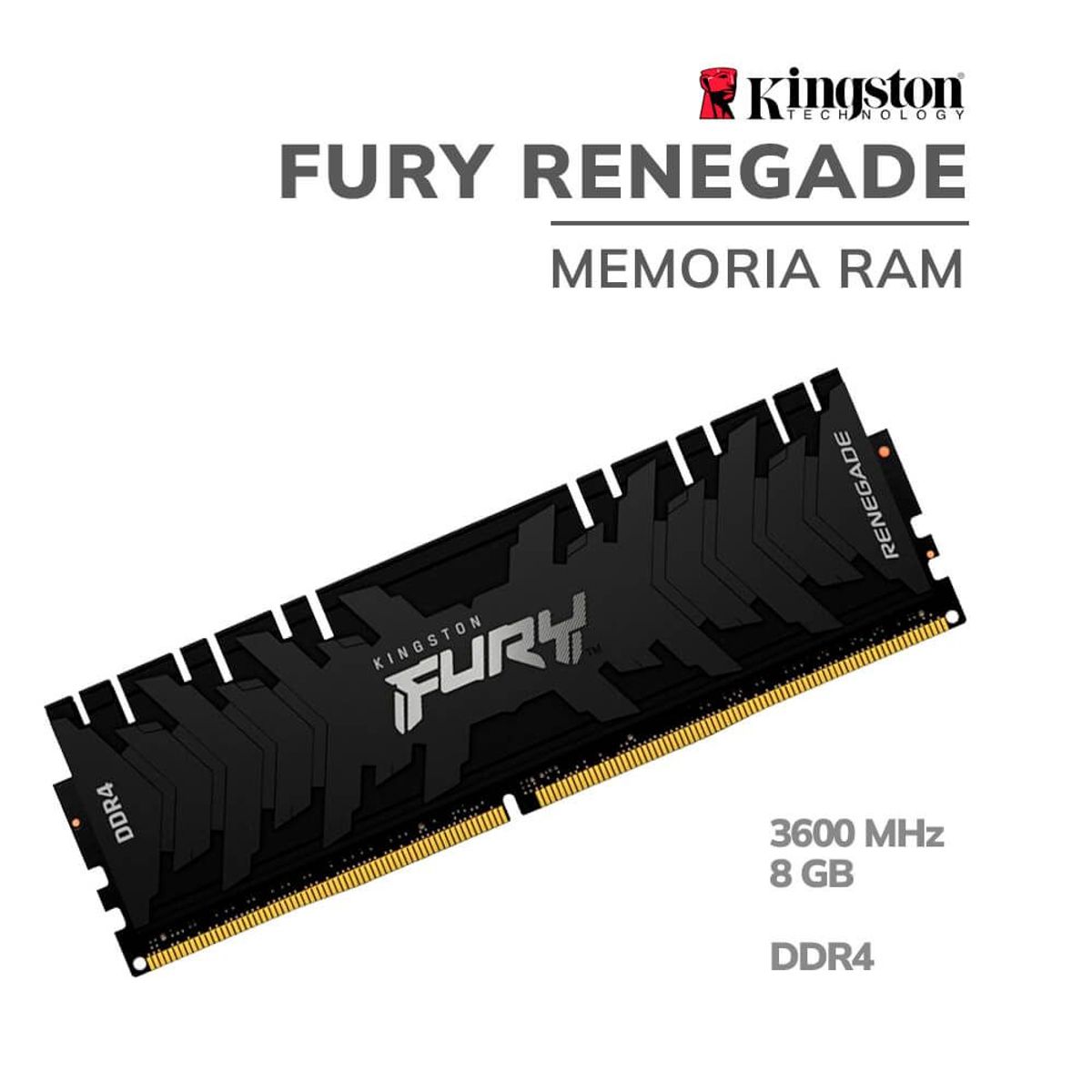 KINGSTON - Memoria Ram Kingston Fury Renegade 8GB DDR4, 3600 MHz, PC4-28800