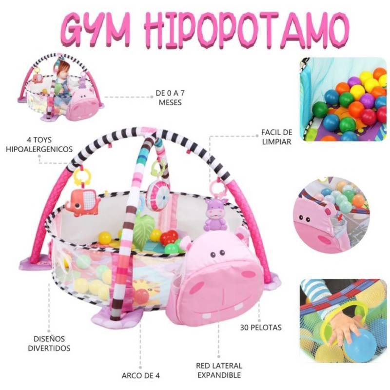 IDEAL - Gimnasio de Bebe Didáctico 3 en 1 HIPOPOTAMO