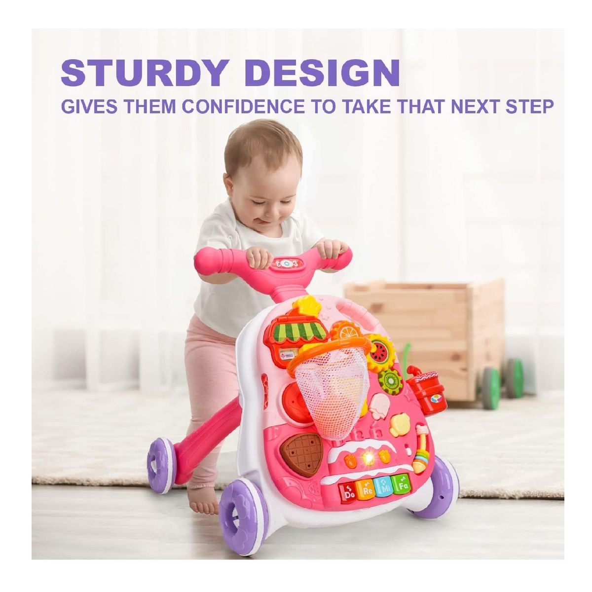 GENERICO - Caminador 2 en 1 Musical y mesa funcional Rosado