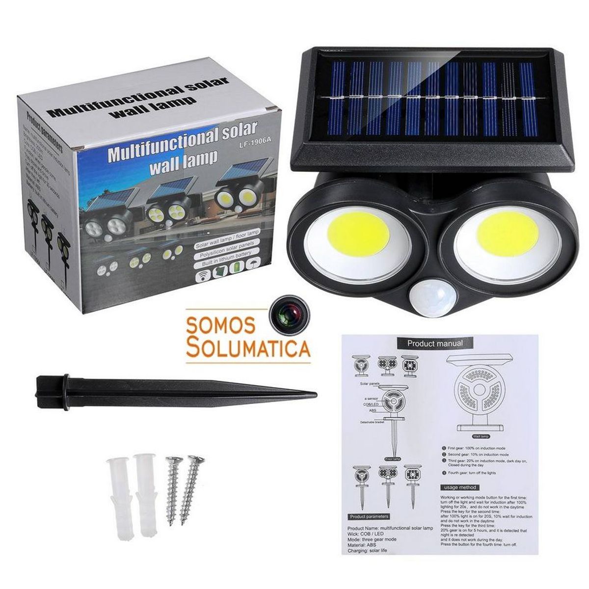 SEISA - Lampara Luz Solar Led - Autoencedido -  Con Sensor De Movimiento
