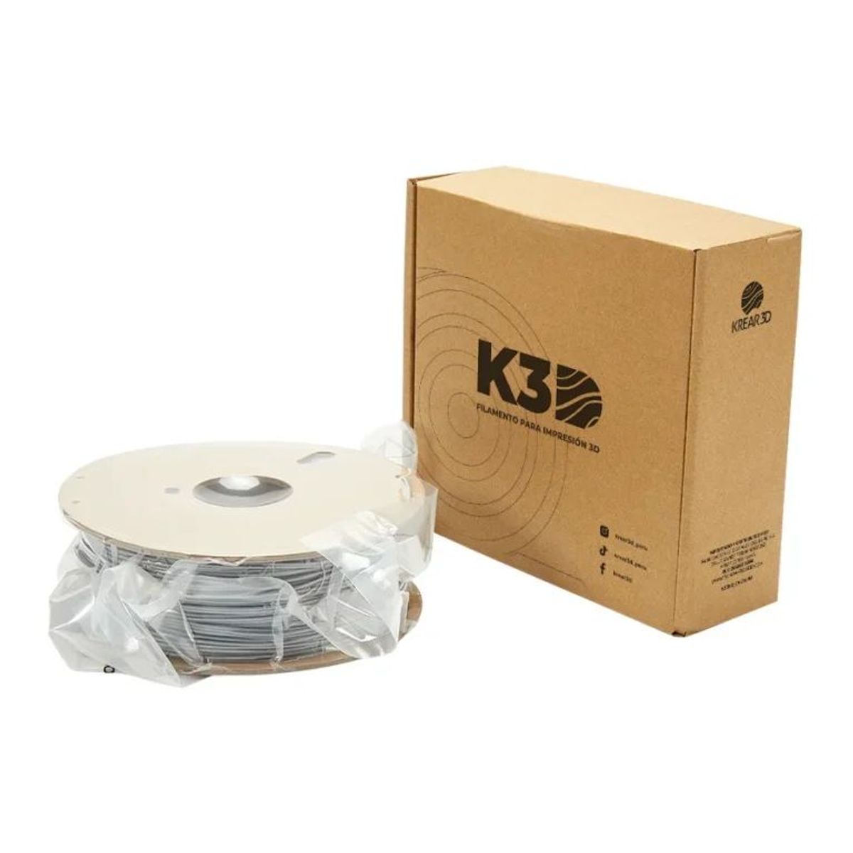 KREAR 3D - Filamento K3D PLA Gris Mate 175mm 1Kg