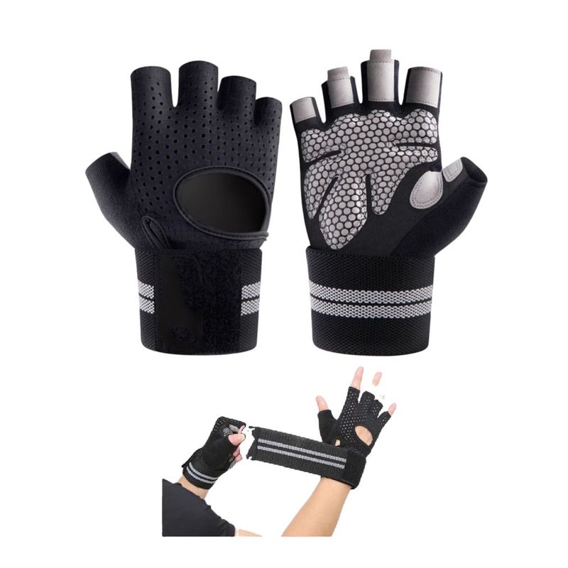 GENERICO - Guante Deportivo C Muñequera Transpirable Gym Talla M Negro