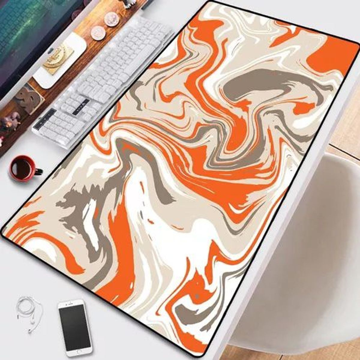 GENERICO - Mouse Pad Gamer Xl Strata Liquid naranja