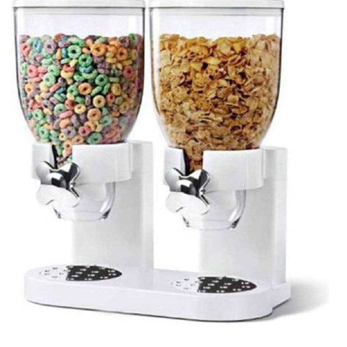 GENERICO - Dispensador de Cereal y Granos Secos de 2 Contenedores Blanco