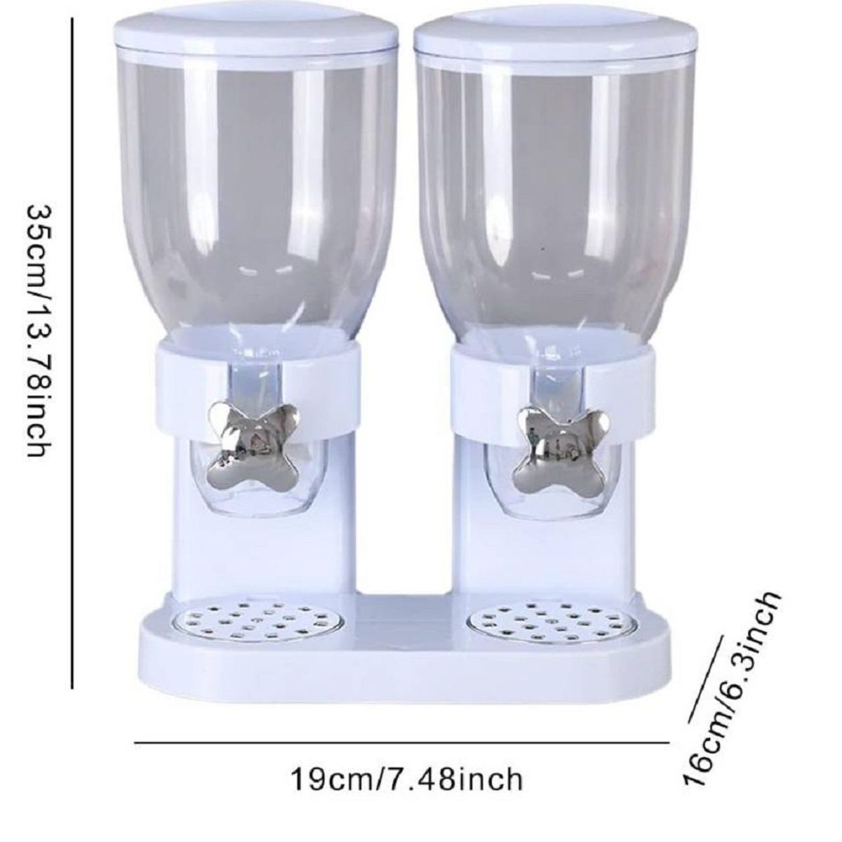 GENERICO - Dispensador de Cereal y Granos Secos de 2 Contenedores Blanco