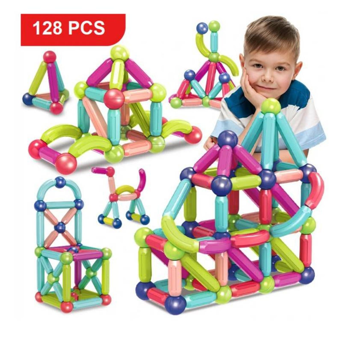 GENERICO - Bloques de construcción magneticos - 128 Pcs
