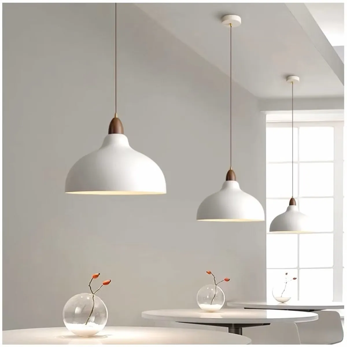 GENERICO - Lámpara colgante redondo blanco e27