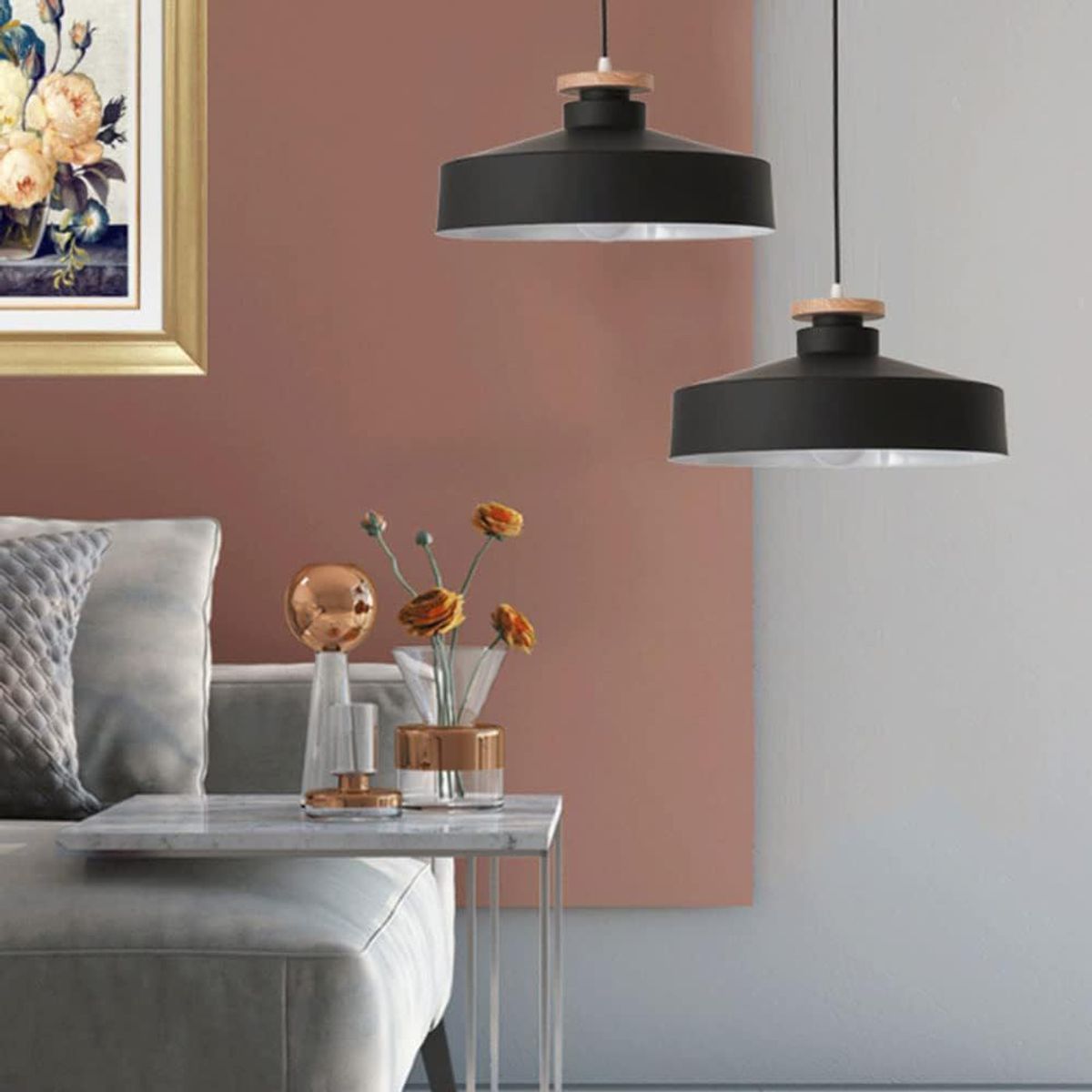 GENERICO - Lámpara colgante estilo nordico negro e27
