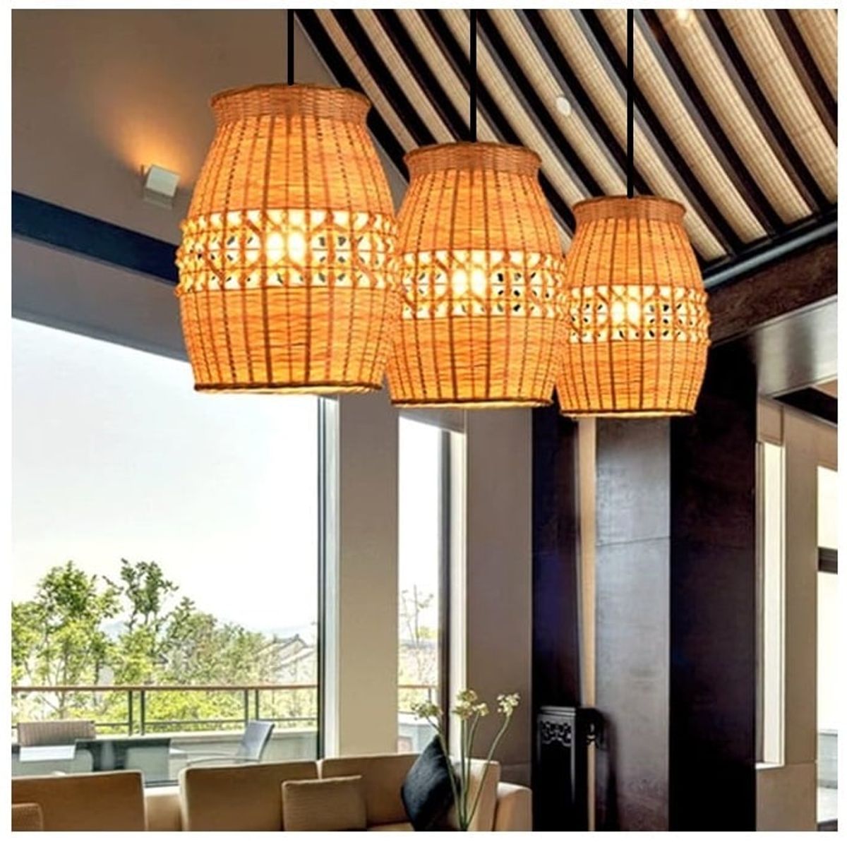 GENERICO - Lámpara colgante de bambú Natural