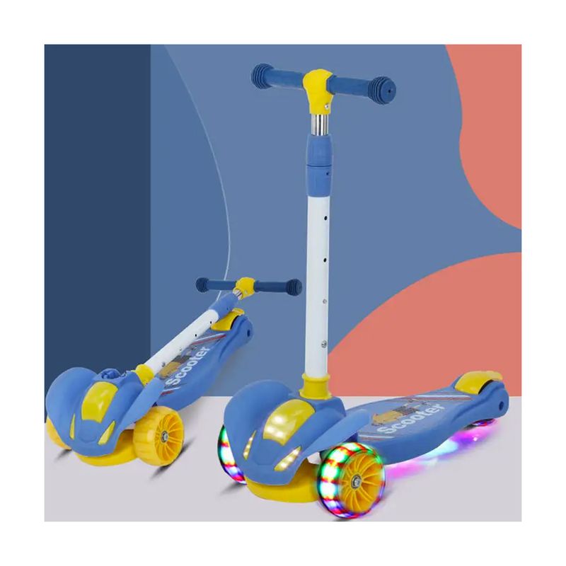 GENERICO - Scooter Infantil 2 en 1 Asiento Plegable Luces Música Azul