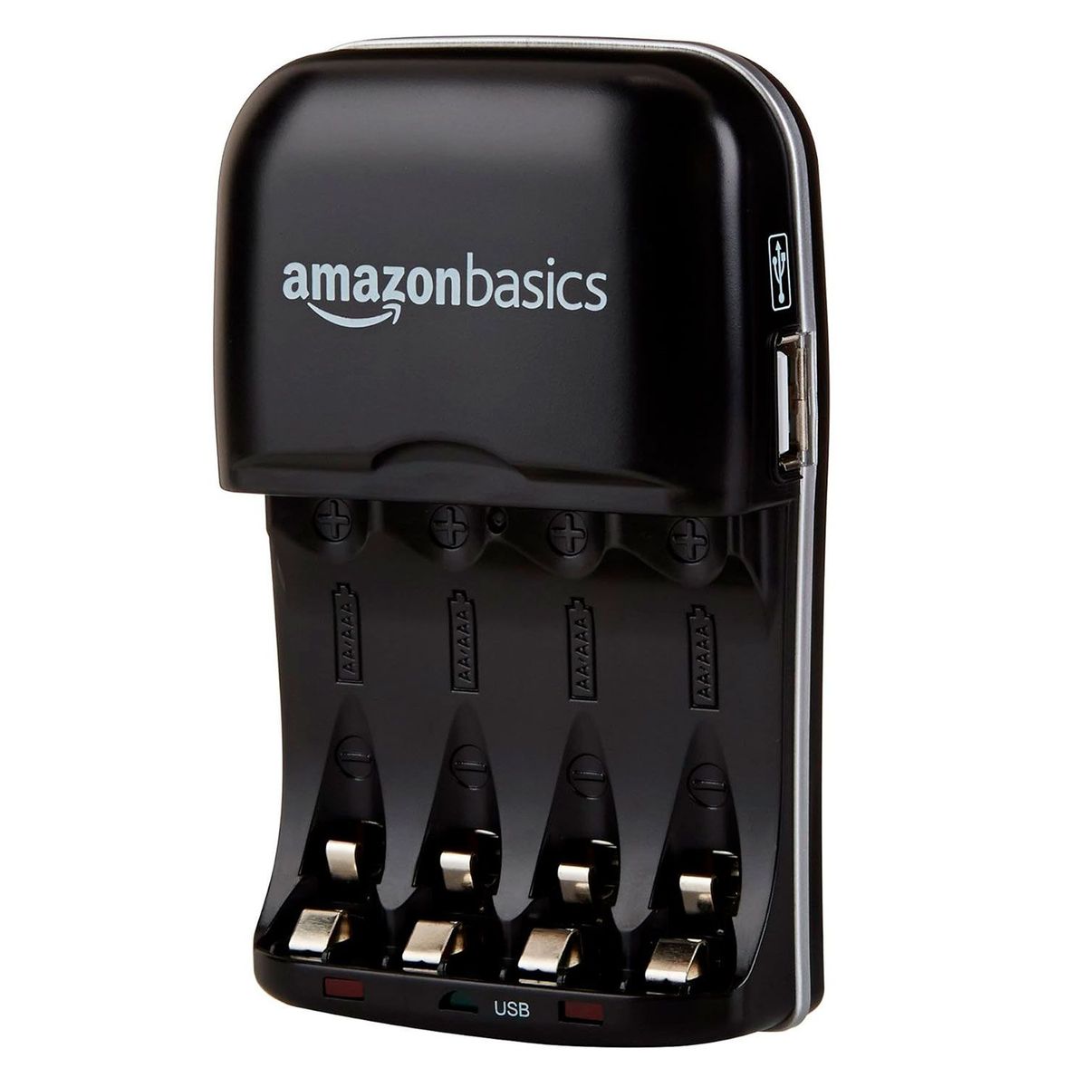 AMAZON BASICS - Cargador de Pilas Ni-MH AA y AAA con Puerto USB